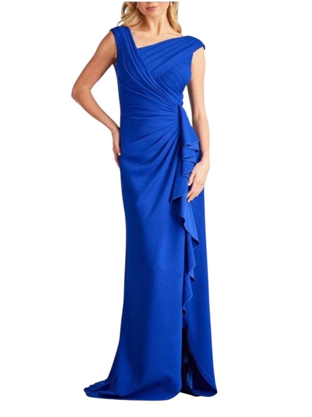 Tadashi Shoji Cap Sleeve Ruffle Detail Mystic Blue Dress – Small